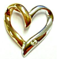 Anhänger offenes Herz Bicolor (Gelbt-/Weissgold) 750 mit 1 Brillant H SI 0.03ct. 15x15mm AHE4002