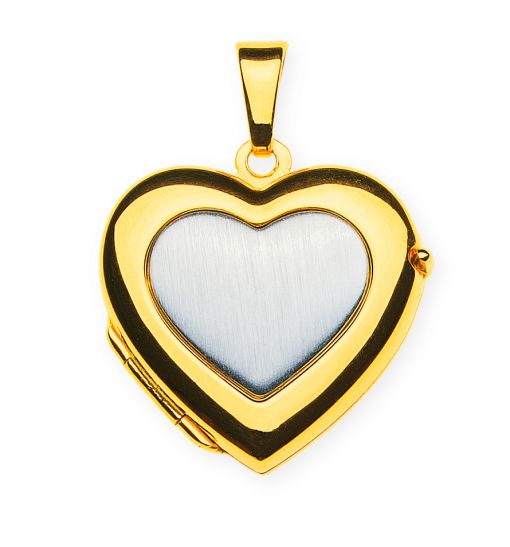 Anhänger Medaillon für Foto Bicolor (Gelb-/Weissgold) 750, poliert mit Herz-Inlet satiniert in Weissgold AHE4005