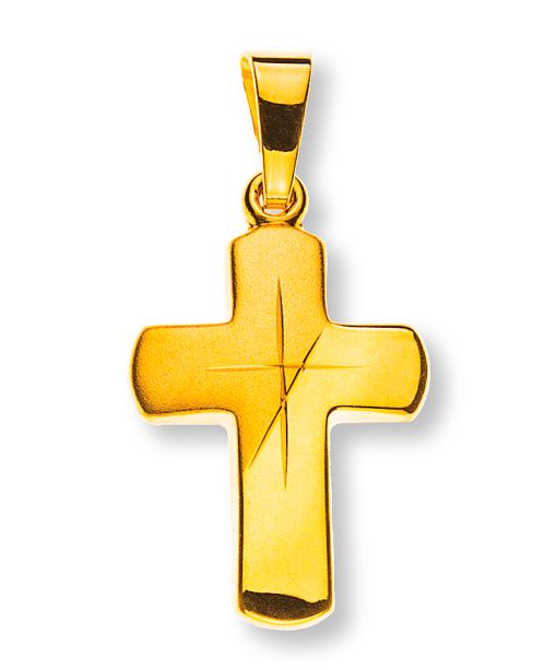 Kreuz Gelbgold 750  eingeschliffen und gesandelt H: 15 mm B: 12 mm  AKR1016