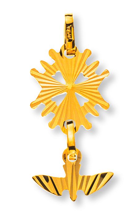 Hugenotten-Kreuz Gelbgold 750 diamantiert H: 20mm B: 10mm  AKR1032