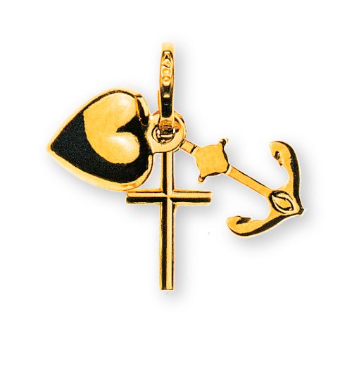 Glaube Liebe Hoffnung Gelbgold 750  ca. 6x10mm  AKR1034