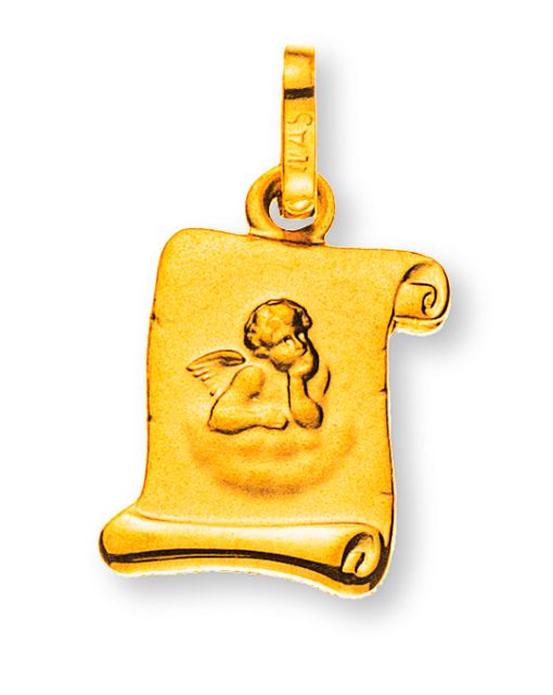 Engel Anhänger Gelbgold 750 Schriftrolle 10mm  AME1013