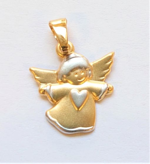 Engel Anhänger Gelbgold teilrhodiniert 750 gesandelt AME1019