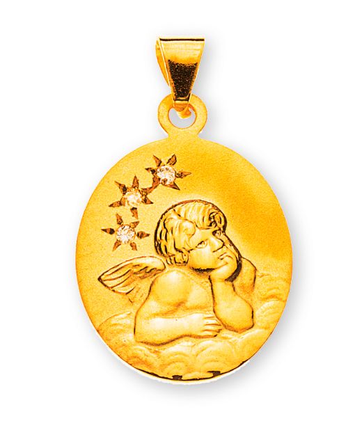 Engel Anhänger Gelbgold750 mit 3 Diamanten H P1 0.015 ct. AME1029