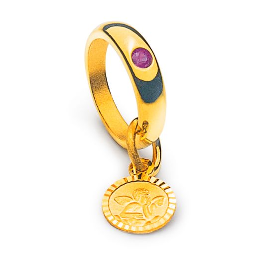 Taufring Gelbgold 750 mit Rubin  AME1036