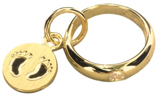 Taufring Gelbgold 750 mit Brillant H SI 0.03ct. Babyfüsse 6mm AME1053