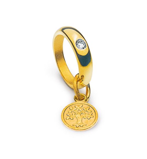 Taufring Gelbgold 750 mit Brillant H SI 0.03ct. Lebensbaum 6mm AME1054
