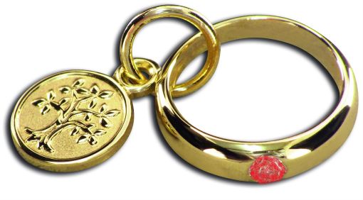 Taufring Gelbgold 750 mit Rubin Lebensbaum 6mm AME1056