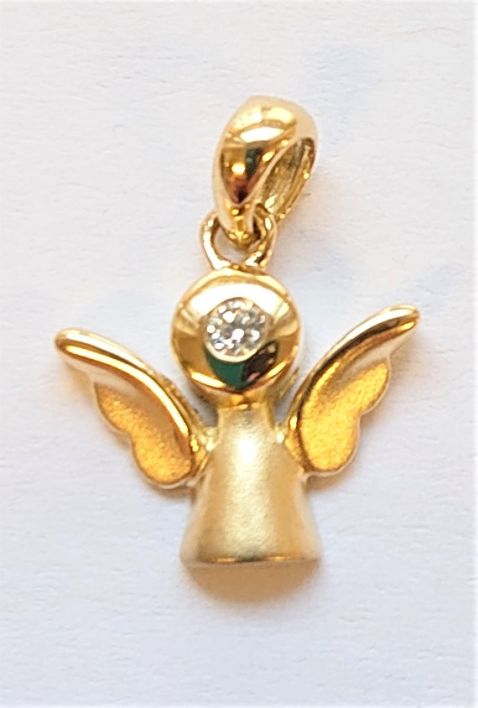 Engel Anhänger Gelbgold750, teilgesandelt mit 1 Brillant H SI 0.035ct.  AME1061