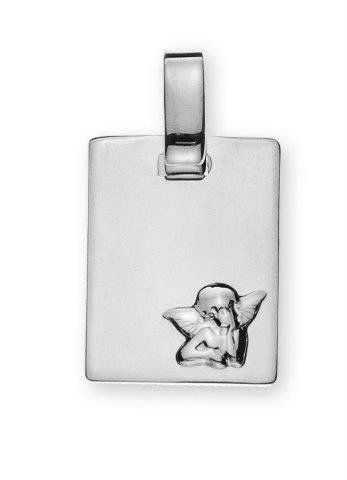 Engel Anhänger Weissgold750 Gravurplatte rechteckig AME2012