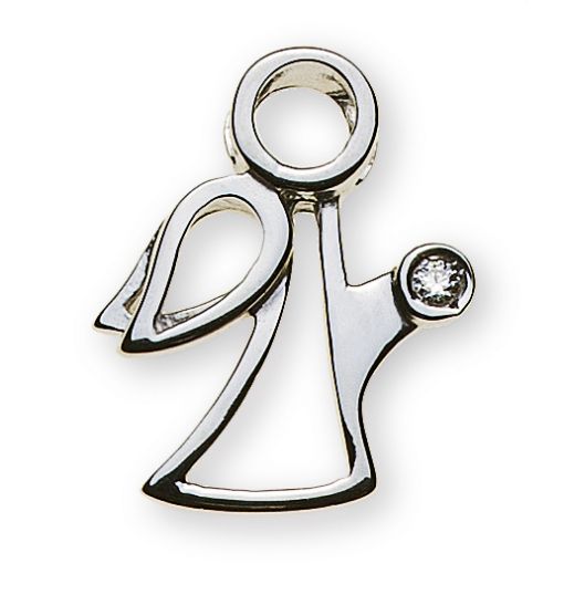 Engel Anhänger Weissgold 750 12mm mit Diamant H SI 0.0075 ct. AME2032