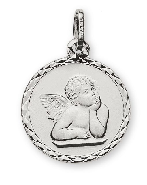 Medaille Engel Weissgold 750 14mm  AME205014
