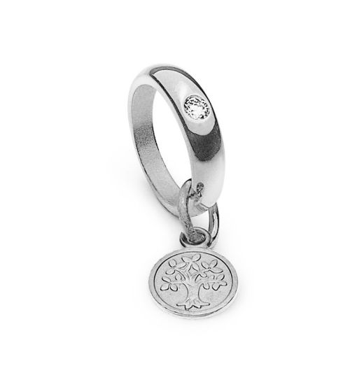 Taufring Weissgold 750 mit Brillant H SI 0.03ct. Lebensbaum 6mm AME2054