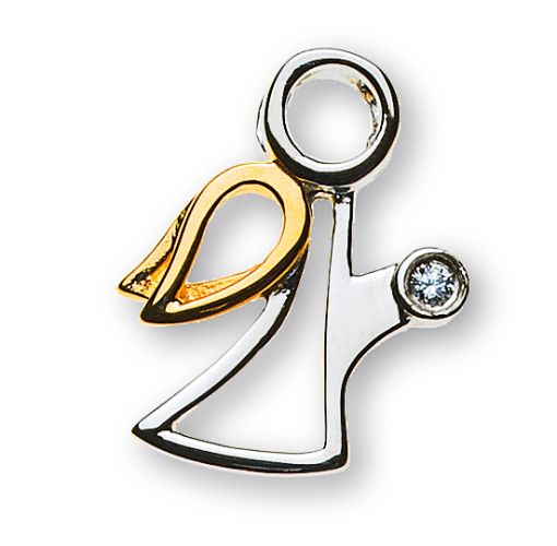 Engel Anhänger Bicolor (Gelb-/Weissgold) 750 mit Diamant H SI 0.0075 ct. AME4032