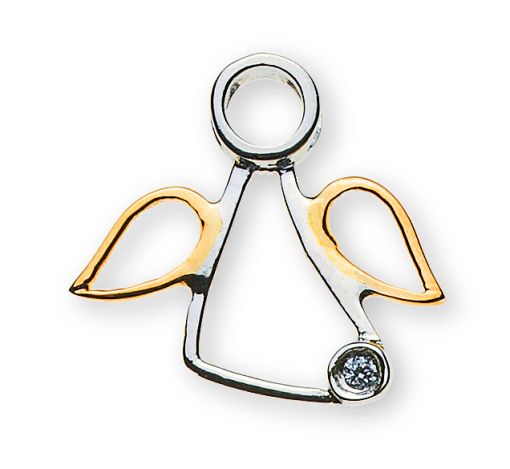 Engel Anhänger Bicolor (Gelb-/Weissgold) 750 mit Diamant H SI 0.0075 ct. AME4033