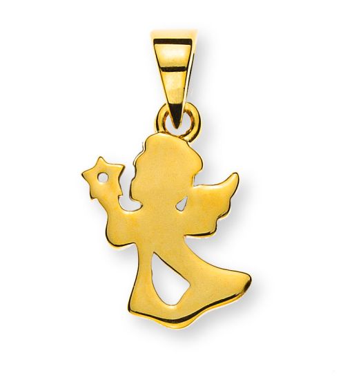 Anhänger Engel Gelbgold 375 gesandelt mit 1 Zirkonia weiss  AME8001