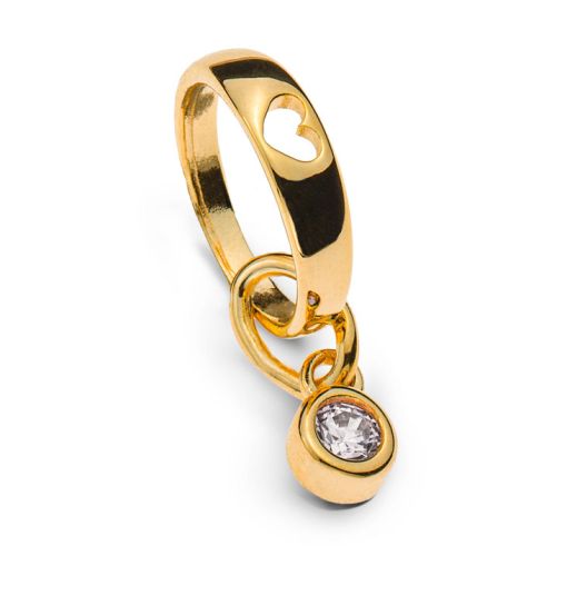 Taufring Gelbgold 375 mit ausgestanztem Herz und 1 Zirkonia weiss  AME8034