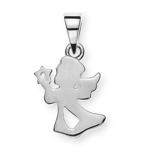 Anhänger Engel Weissgold 375 gesandelt mit 1 Zirkonia weiss  AME9001