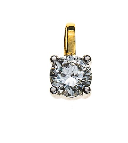 Solitär Anhänger 4-Griff Gelbgold 750 H SI 0.15ct. Fassung Weissgold 750 ASO4002