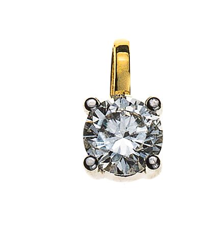 Solitär Anhänger 4-Griff Gelbgold 750 H SI 0.20ct. Fassung Weissgold 750 ASO4003