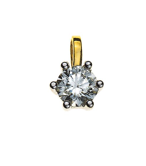 Solitär Anhänger 6-Griff Gelbgold 750 H SI 0.15ct. Fassung Weissgold 750 ASO4010