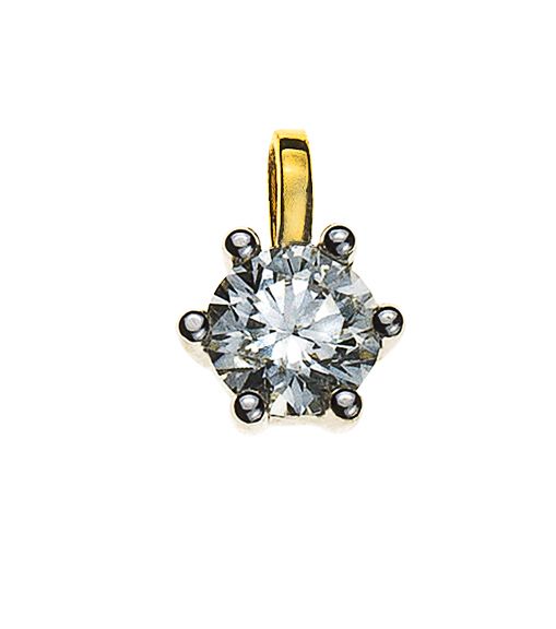 Solitär Anhänger 6-Griff Gelbgold 750 H SI 0.20ct. Fassung Weissgold 750 ASO4011
