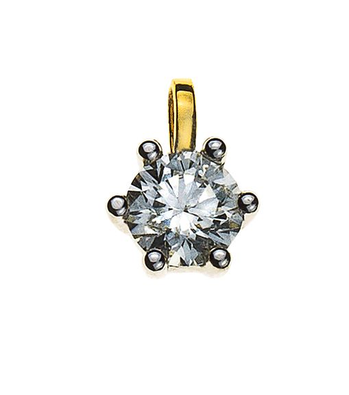 Solitär Anhänger 6-Griff Gelbgold 750 H SI 0.25ct. Fassung Weissgold 750 ASO4012
