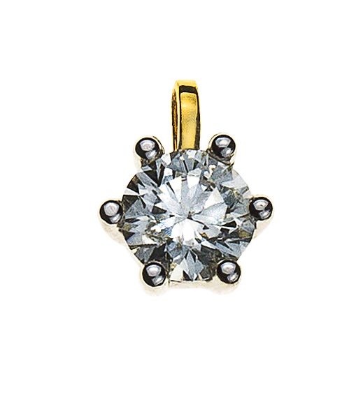 Solitär Anhänger 6-Griff Gelbgold 750 H SI 0.50ct. Fassung Weissgold 750 ASO4014