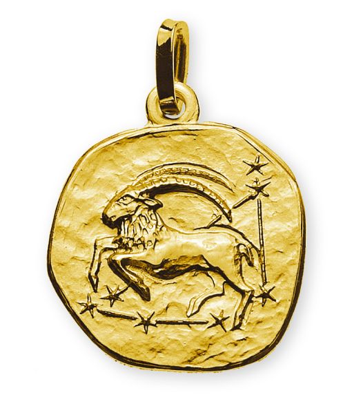 Anhänger Sternzeichen Steinbock Gelbgold 750 rundlich 16mm mit Sternbild AST1049