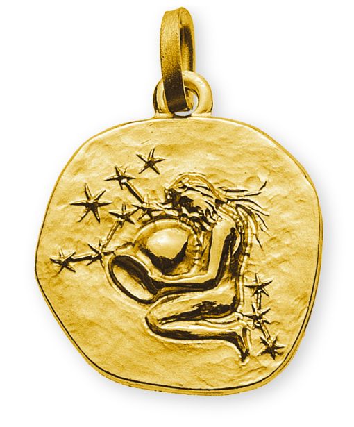 Anhänger Sternzeichen Wassermann Gelbgold 750 rundlich 16mm mit Sternbild AST1050