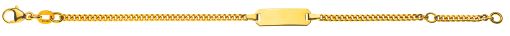 Bébé Bracelet Panzer geschliffen Gelbgold 375 14cm mit Gravurplatte rechteckig kurz BBE800214