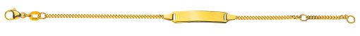 Bébé Bracelet Panzer geschliffen Gelbgold 750 14cm mit Gravurplatte rechteckig lang BBE100414