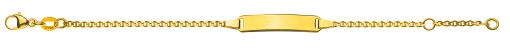 Bébé Bracelet Stäbchenpanzer diamantiert Gelbgold 750 16cm mit Gravurplatte rechtecking lang BBE101116