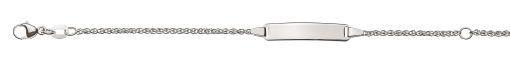 Bébé Bracelet Zopf Weissgold 585 14cm mit Gravurplatte rechteckig lang BBE020814