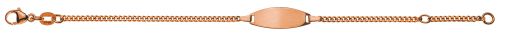 Bébé Bracelet Panzer geschliffen Rotgold 750 14cm mit Gravurplatte oval BBE300114