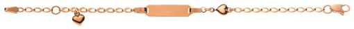 Bébé Bracelet fantasie mit Herzli Rotgold 750 14cm mit Gravurplatte rechteckig lang BBE301714