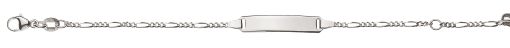 Bébé Bracelet Figaro 3+1 Weissgold 375 14cm mit Gravurplatte rechteckig lang BBE900614