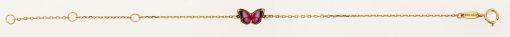 Armband Anker geschliffen Gelbgold 750 mit 1 Schmetterling in Pink, Harz, 16cm  BGO112116