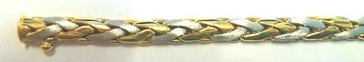 Collier Bicolor (Gelb-/Weissgold)  750 Handarbeit 45cm Zopfmuster GG poliert WG satiniert ca. 5.2mm CGO402345