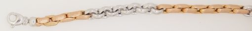 Collier Bicolor (Rot-/Weissgold)  750 Handarbeit 45cm Ankerteile RG satiniert Erbsteile WG poliert ca. 6.0mm CGO503045