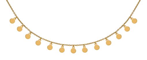Collier Gelbgold 750 Rundanker, mit 13 Plättli-Anhänger poliert in 4mm, 45cm  CGO110345