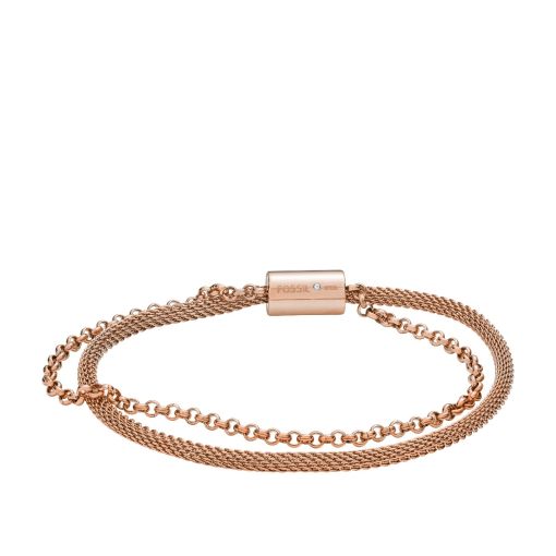Fossil Damen Armband Rose Gold-Tone Steel Bracelet JF02983791