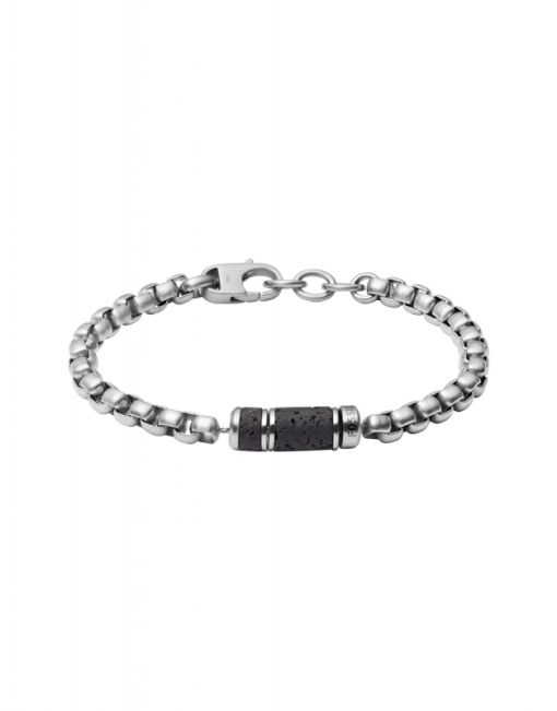 Fossil Caravan Black Lava Stainless Steel Chain Bracelet JF03687040