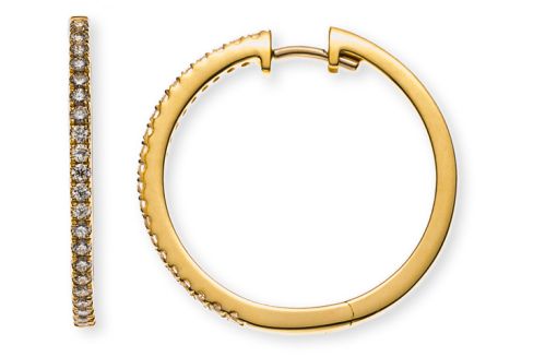 Kreolen Gelbgold 750 mit 42 Brillanten H SI Total 0.26ct. mit Scharnier D: 21mm / B: 1.5mm OBR1138