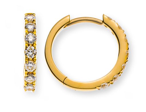 Kreolen mit Scharnier Gelbgold 750, 14 Brill. H SI 0.25ct. D: 12.0 mm  B: 1.5 mm OBR1158