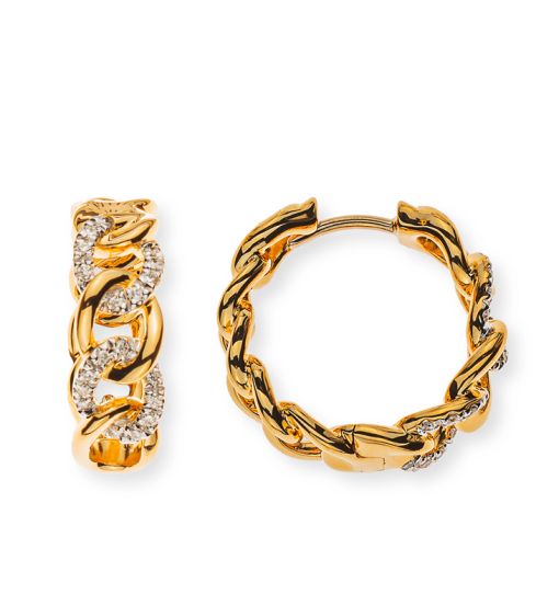 Kreolen "Panzer" mit Scharnier Gelbgold 750, 38 Brill. H SI 0.14ct. D: 17.0 mm  B: 5.0 mm OBR1164