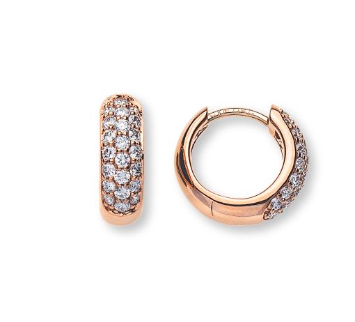 Kreolen Rotgold 750 mit je 22 Brillanten H SI Total 0.47ct. mit Scharnier D: 12mm / B: 4mm OBR3009