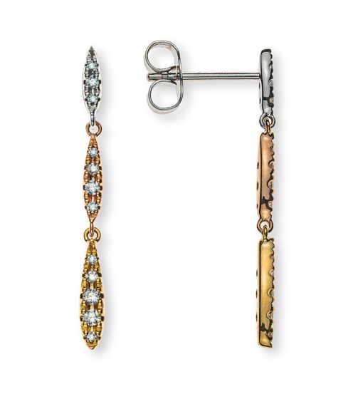 Ohrhänger Tricolor (Gelb-/Rot-/Weissgold) 750 mit 24 Brillanten H SI 0.14ct.  OBR7001