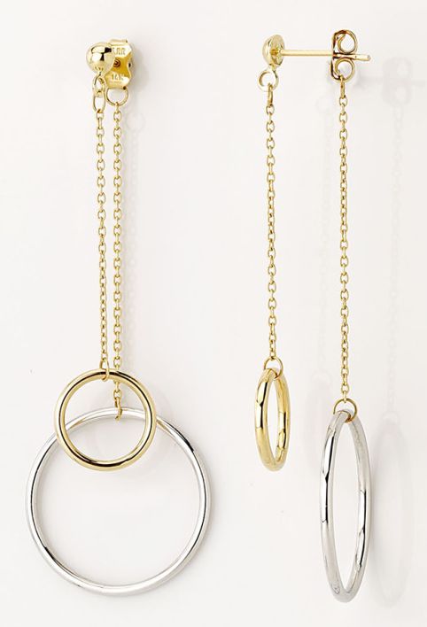 Ohrhänger Fantasie Bicolor (Gelb- Weissgold) 375 mit 2 Kreisen  OGO10001