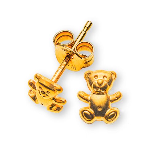 Ohrstecker 750 GG Teddybär gesandelt  OGO1059